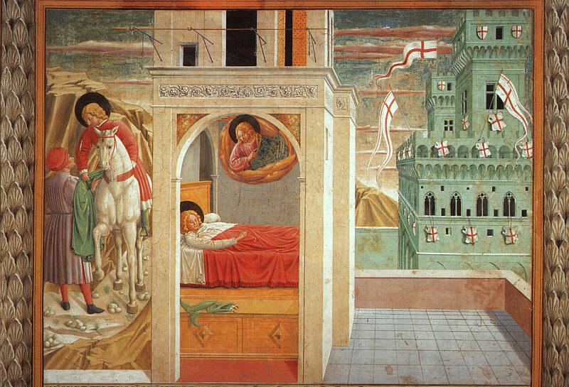 Benozzo Gozzoli St.Francis Giving Away his Clothes and the Vision of the Church Militant and Triumphant